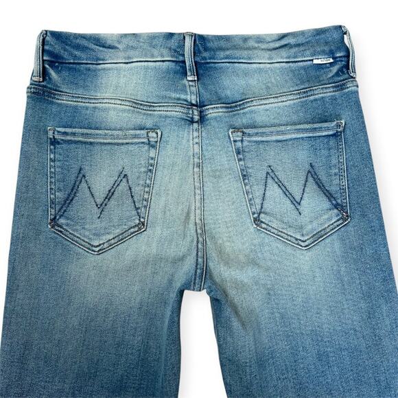 Mother High Waisted Looker Ankle Fray Jeans 29 Au Revoir Light Blue Soft Stretch - Picture 6 of 15